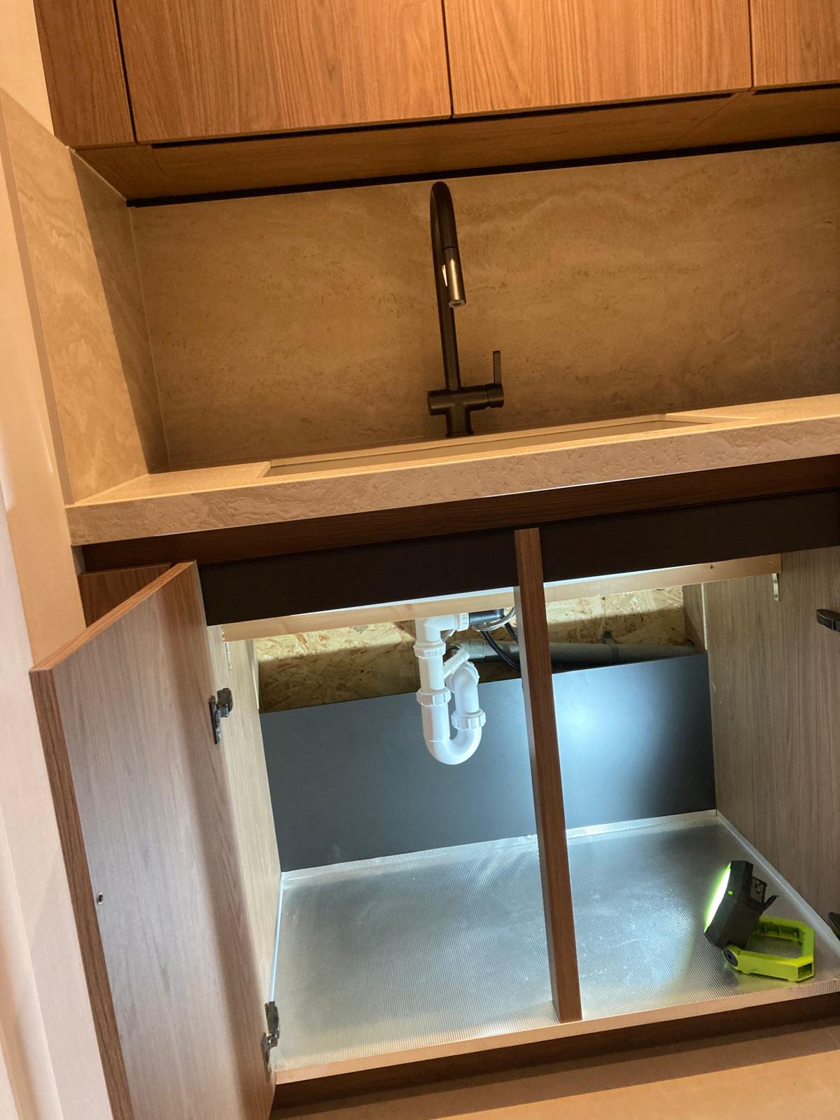 Kitchen base unit before Quooker Flex, PRO3 and CUBE installation