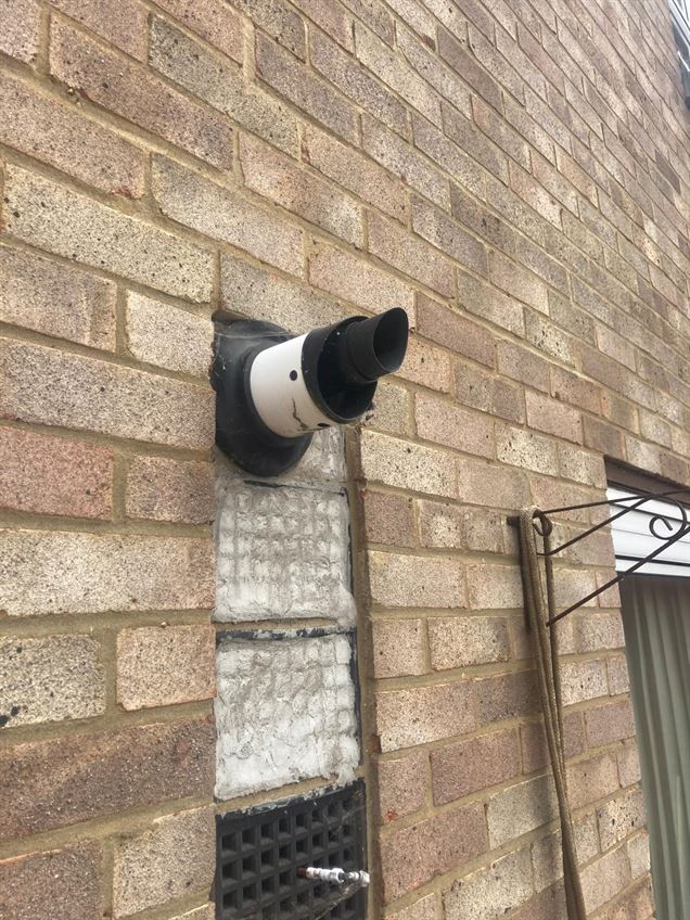 External boiler flue terminal inspected at a property in Stevenage