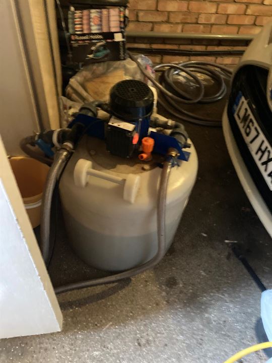 Power flushing equipment connected during the heating system cleaning in St John’s Wood