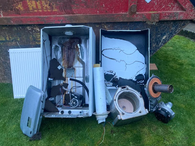 Removed Vaillant boiler and components during the Radlett heating upgrade