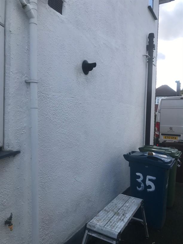 External flue terminal at the Pinner boiler replacement property