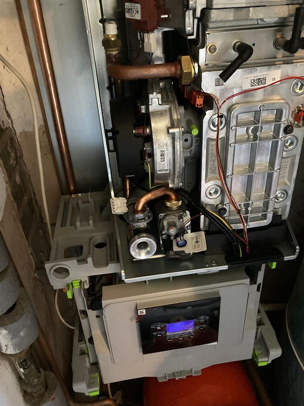 Worcester Bosch replacement boiler during operational checks in NW5
