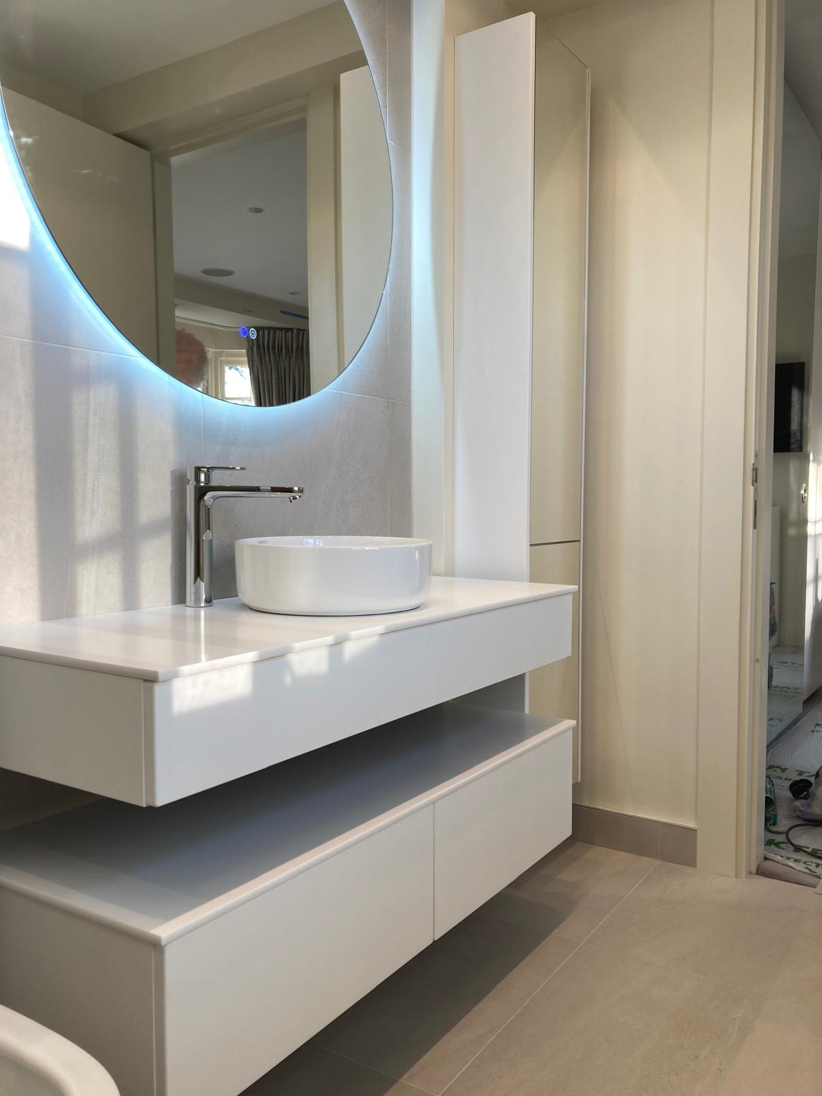 Modern bathroom with floating vanity Highgate London